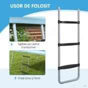 SPORTNOW Scară Acces Trambulină 3 Trepte sau 2 Trepte Late Capacitate 120kg 97x32cm | Aosom Romania 