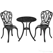 Outsunny, Set Bistrou, Pentru Exterior, Aluminiu, 60 x 60 x 66 cm, Negru