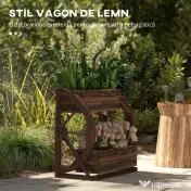 Outsunny Pat de Gradină Înălțat pe 2 Nivele, Jardiniere Căruță din Lemn cu Orificii de Drenaj pentru Legume, Flori, Ierburi Aromatice | Aosom Romania 