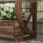 Outsunny Pat de Gradină Înălțat pe 2 Nivele, Jardiniere Căruță din Lemn cu Orificii de Drenaj pentru Legume, Flori, Ierburi Aromatice | Aosom Romania 