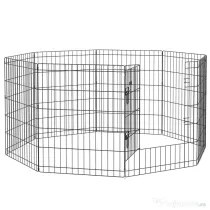 PawHut Padoc Portabil pentru Câini, Pisici și Căței, Structură din Sârmă Metalică, 8 Module, 76x61 cm, Negru | Aosom Romania