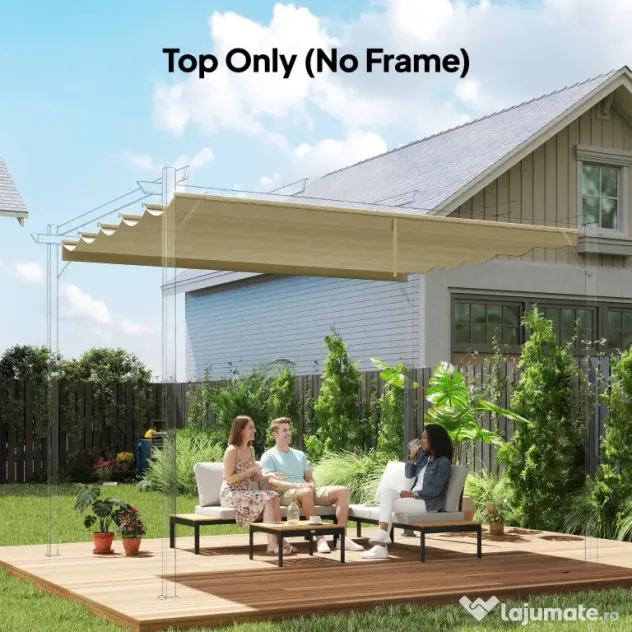 Outsunny Acoperiș de Schimb pentru Pergolă cu 10 Orificii de Drenaj, Permeabil, 4x3 m, Bej | Aosom Romania