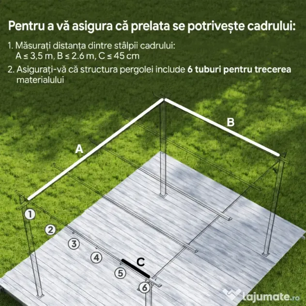Outsunny Acoperiș de Schimb pentru Pergolă cu 10 Orificii de Drenaj, Permeabil, 4x3 m, Bej | Aosom Romania