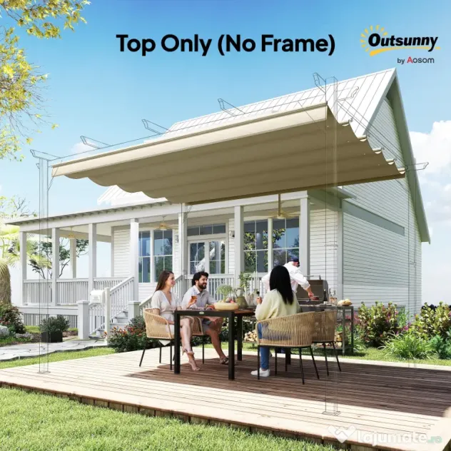 Outsunny Acoperiș de Schimb pentru Pergolă cu 10 Orificii de Drenaj, Permeabil, 4x3 m, Bej | Aosom Romania