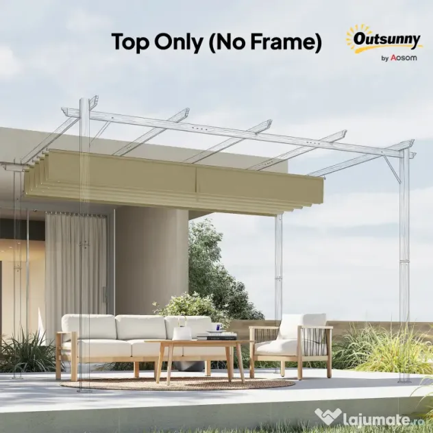 Outsunny Acoperiș de Schimb pentru Pergolă cu 10 Orificii de Drenaj, Permeabil, 4x3 m, Bej | Aosom Romania