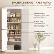 HOMCOM Dulap Înalt de Bucătărie cu 6 Rafturi și 2 Uși, Dulap cu Rafturi Reglabile din Lemn, 76x40,5x184 cm, Alb | Aosom Romania 