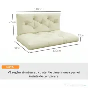 Outsunny Set 2 Perne de Grădină pentru Ședere și Spate cu Umplutură Groasă, Perne de Exterior din Poliester pentru Canapele și Paleți, Crem | Aosom Romania 