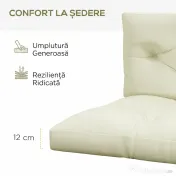 Outsunny Set 2 Perne de Grădină pentru Ședere și Spate cu Umplutură Groasă, Perne de Exterior din Poliester pentru Canapele și Paleți, Crem | Aosom Romania 