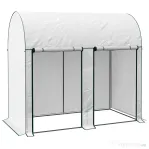 Outsunny Seră de Grădină 2 m², 2 Uși Rulabile, Acoperire din PE 140g/m² Anti-UV, 2x1x1.78m, Albă