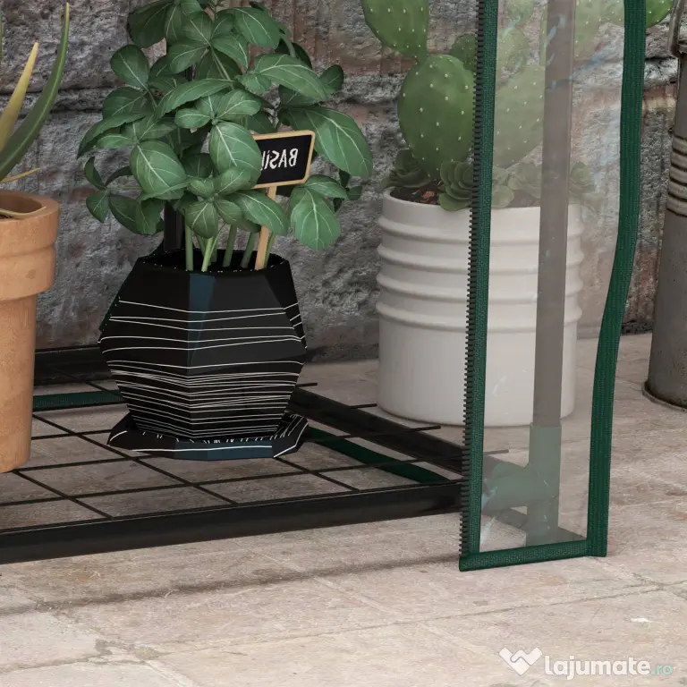 Outsunny Sera de Balcon cu 3 Niveluri și Ușă Rulantă, Sera pentru Grădină cu Structură din Oțel și Acoperiș din Plastic, pentru Plante, Flori, Fructe, 59x39x127 cm, Transparentă | Aosom Romania