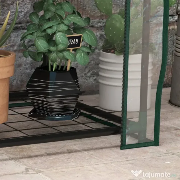 Outsunny Sera de Balcon cu 3 Niveluri și Ușă Rulantă, Sera pentru Grădină cu Structură din Oțel și Acoperiș din Plastic, pentru Plante, Flori, Fructe, 59x39x127 cm, Transparentă | Aosom Romania