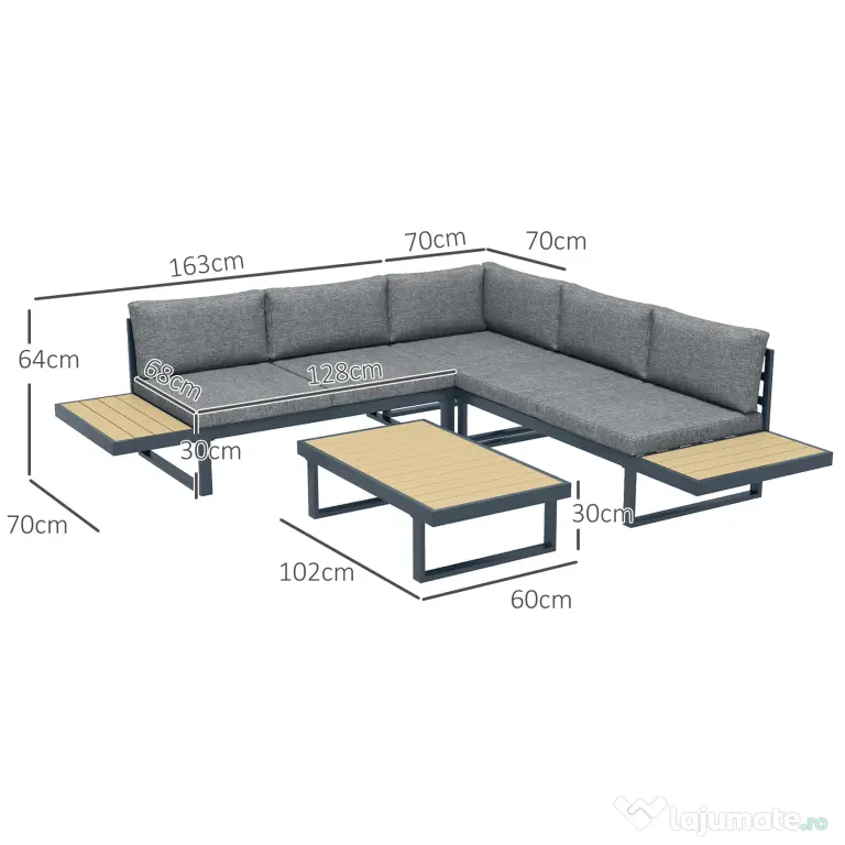 Outsunny Set de Conversatie din 4 Piese pentru Terasa | Aosom Romania