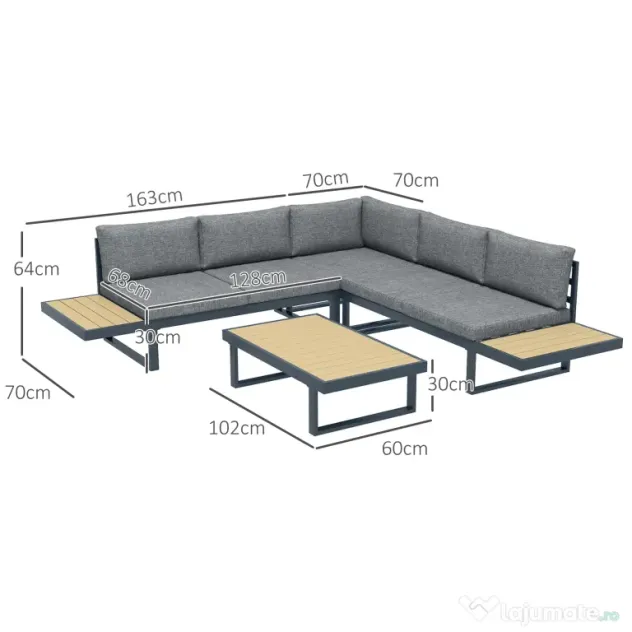 Outsunny Set de Conversatie din 4 Piese pentru Terasa | Aosom Romania