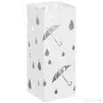 HOMCOM Suport pentru umbrele din metal cu 4 cârlige și tavă pentru scurgere, 15.5x15.5x41cm, alb