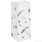 HOMCOM Suport pentru umbrele din metal cu 4 cârlige și tavă pentru scurgere, 15.5x15.5x41cm, alb