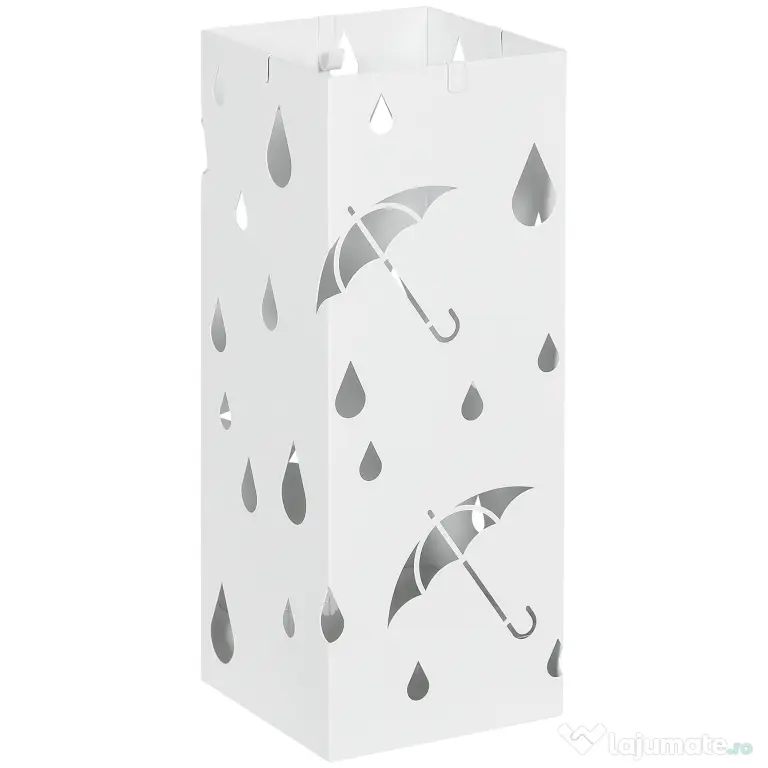 HOMCOM Suport pentru Umbrele din Metal cu 4 Cârlige, Suport pentru Umbrele cu Design Modern, 15,5x15,5x41 cm, Alb | Aosom Romania