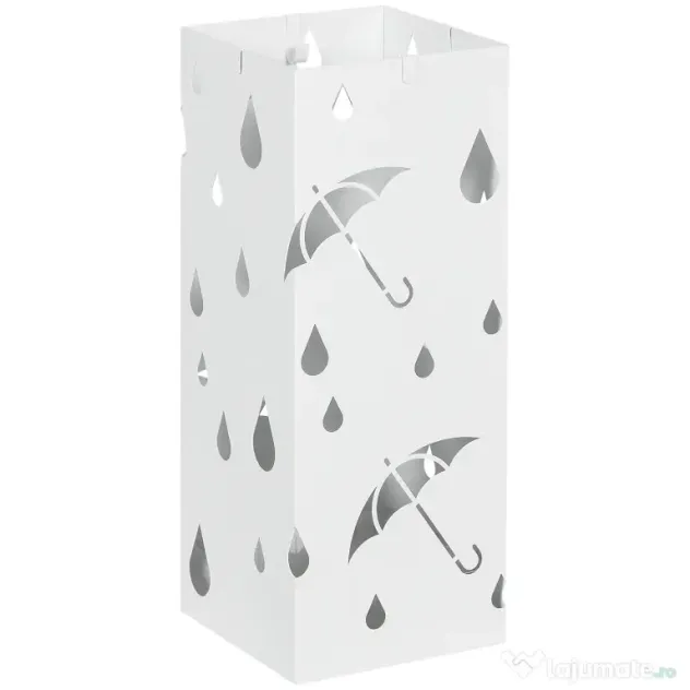 HOMCOM Suport pentru Umbrele din Metal cu 4 Cârlige, Suport pentru Umbrele cu Design Modern, 15,5x15,5x41 cm, Alb | Aosom Romania