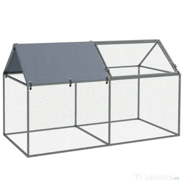 PawHut Cusca pentru Animale Mici, Tarc Exterior cu Acoperiș, Tarusi de Pământ, 2x1m, Verde | Aosom Romania