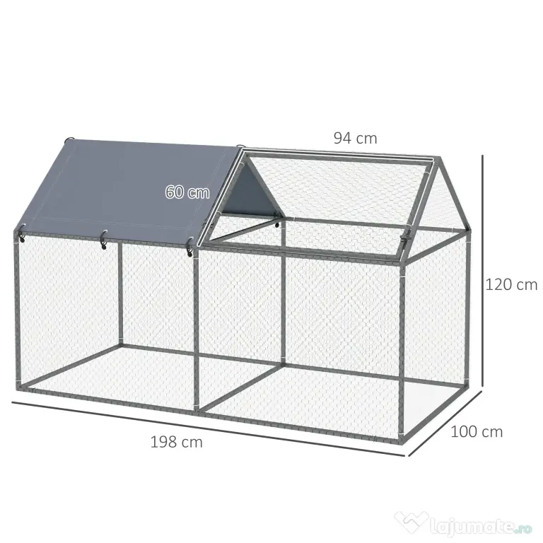 PawHut Cusca pentru Animale Mici, Tarc Exterior cu Acoperiș, Tarusi de Pământ, 2x1m, Verde | Aosom Romania