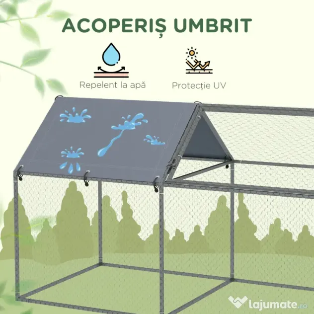 PawHut Cusca pentru Animale Mici, Tarc Exterior cu Acoperiș, Tarusi de Pământ, 2x1m, Verde | Aosom Romania