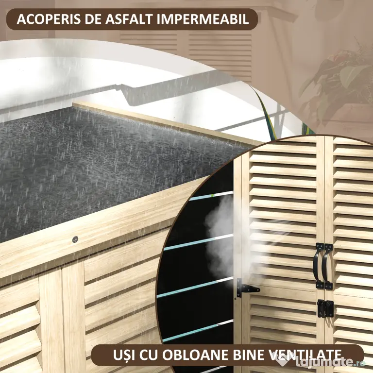Outsunny Magazie de Gradina din Lemn, Dulap de Depozitare | Aosom Romania