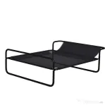 PawHut Pat Ridicat pentru Câini, Pat de Camping pentru Câini și Pisici cu Tetieră Reglabilă, Material Respirabil Texteline, pentru Interior și Exterior, 91x69x29 cm, Negru