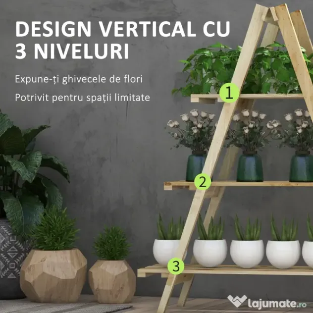 Suport de plante din lemn Outsunny , suport pentru ghivece | Aosom Romania