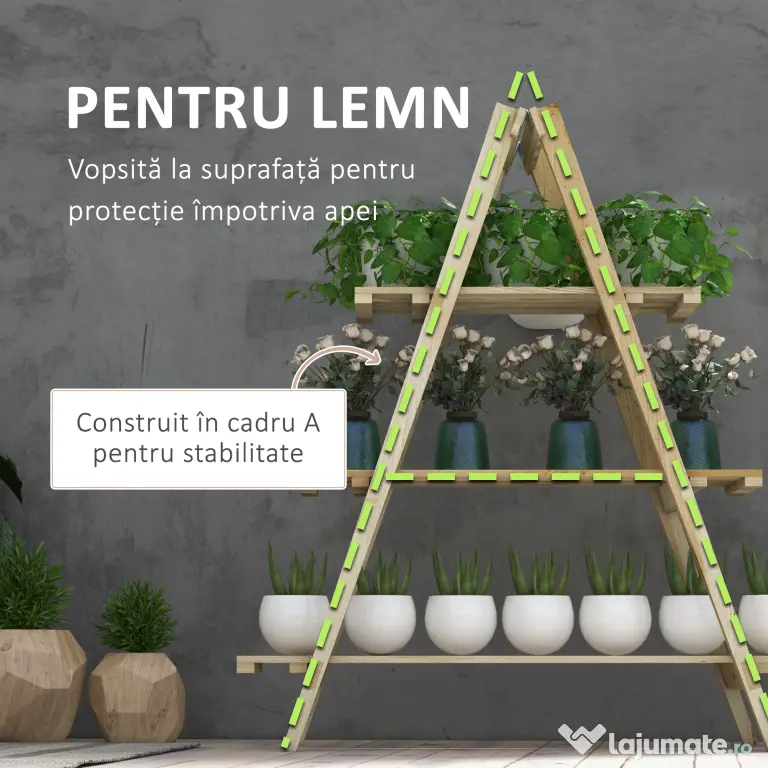 Suport de plante din lemn Outsunny , suport pentru ghivece | Aosom Romania