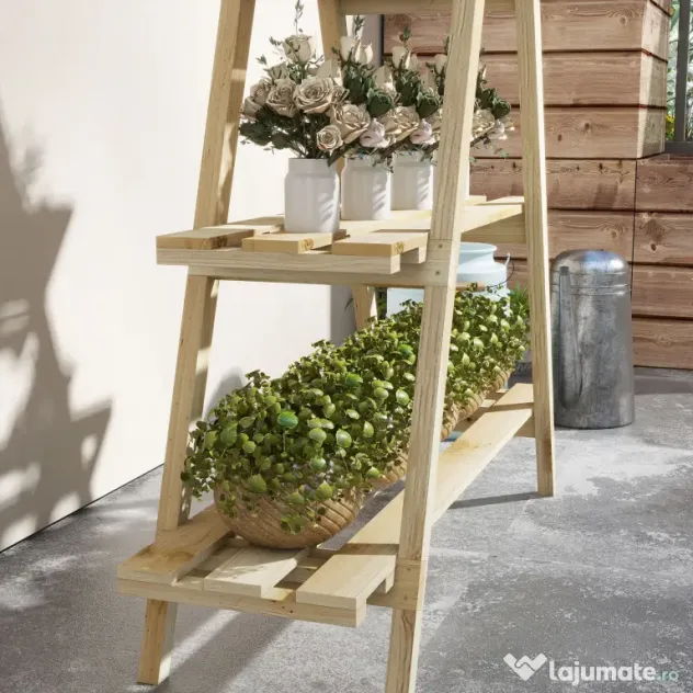 Suport de plante din lemn Outsunny , suport pentru ghivece | Aosom Romania