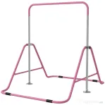 HOMCOM Bară de tracțiuni pliabilă pentru copii 3-8 ani, cu înălțime reglabilă din oțel, 154x106.2x88.5-128.5cm, roz