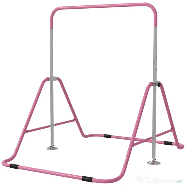 HOMCOM Bară de Tracțiuni Pliabilă pentru Copii, Bară de Gimnastică cu Înălțimi Reglabile și Structură din Oțel, 148x105x88-128 cm, Roz | Aosom Romania