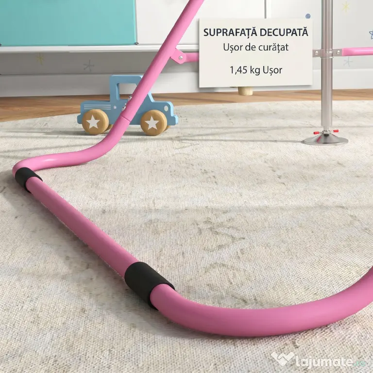 HOMCOM Bară de Tracțiuni Pliabilă pentru Copii, Bară de Gimnastică cu Înălțimi Reglabile și Structură din Oțel, 148x105x88-128 cm, Roz | Aosom Romania