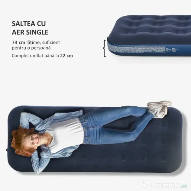 Outsunny Saltea cu aer individual cu pompă manuală, pat portabil | Aosom Romania