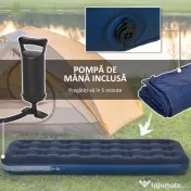 Outsunny Saltea cu aer individual cu pompă manuală, pat portabil | Aosom Romania 