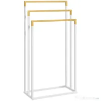 kleankin Suport pentru Prosoape din Bambus și Oțel cu Design Independent, 45x22.5x86 cm, Alb | Aosom Romania 