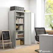 HOMCOM Dulap de Depozitare pentru Birou cu 5 Niveluri, Dulap Metalic cu 2 Uși și 4 Rafturi Reglabile, 80x40x180 cm, Alb 