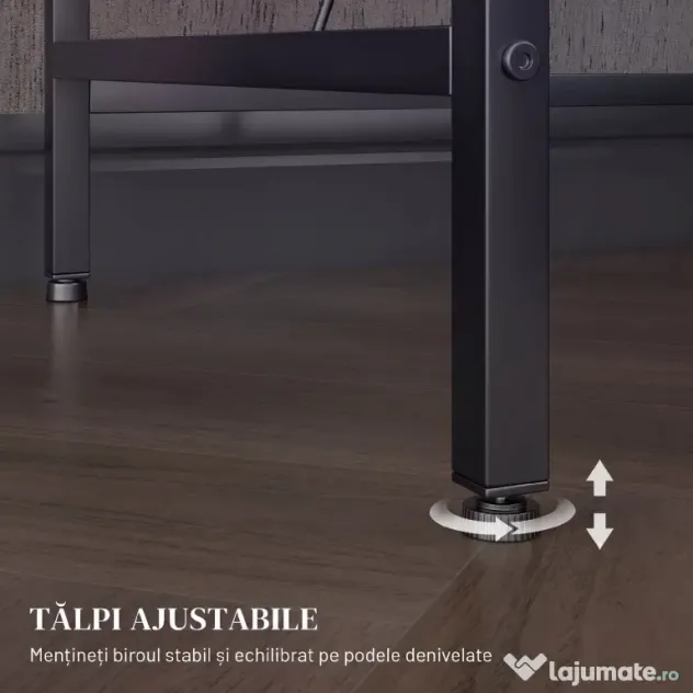 HOMCOM Birou de Gaming în Formă de L cu Lumini LED, Birou de Colț Reversibil cu Rafturi de Depozitare, 107x80x90 cm, Negru | Aosom Romania