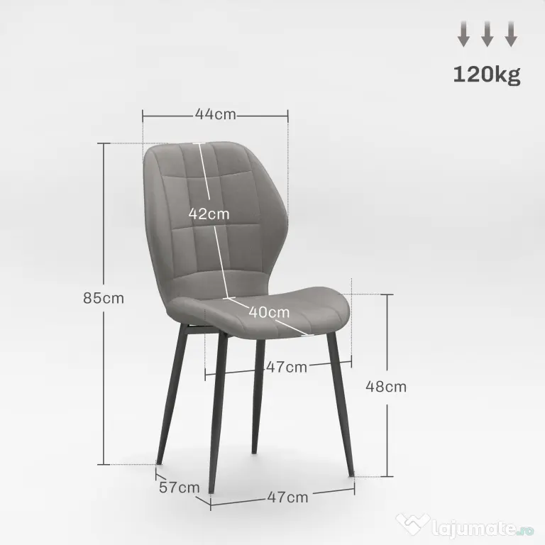 HOMCOM Set of Four Modern Style Flannel Dining Chairs - Light Grey | Aosom Romania