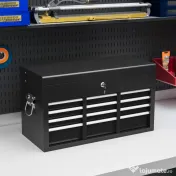 HOMCOM Comodă pentru Scule Portabilă, Cutie Metalică cu Carcasă Superioară și Glisiere pe Rulmenți cu Bile, 60x26x34 cm, Negru | Aosom Romania 