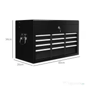 HOMCOM Comodă pentru Scule Portabilă, Cutie Metalică cu Carcasă Superioară și Glisiere pe Rulmenți cu Bile, 60x26x34 cm, Negru | Aosom Romania 