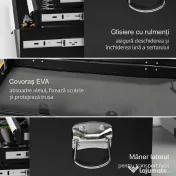 HOMCOM Comodă pentru Scule Portabilă, Cutie Metalică cu Carcasă Superioară și Glisiere pe Rulmenți cu Bile, 60x26x34 cm, Negru | Aosom Romania 