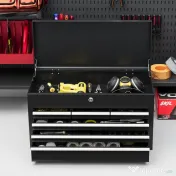 HOMCOM Comodă pentru Scule Portabilă, Cutie Metalică cu Carcasă Superioară și Glisiere pe Rulmenți cu Bile, 60x26x34 cm, Negru | Aosom Romania 