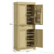 HOMCOM Dulap Bucătărie 76×40×183 cm cu 2 Uși și Sertar, Rafturi Condimente, Stejar | Aosom Romania 