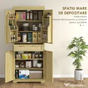 HOMCOM Dulap Bucătărie 76×40×183 cm cu 2 Uși și Sertar, Rafturi Condimente, Stejar | Aosom Romania 