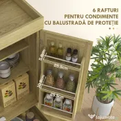 HOMCOM Dulap Bucătărie 76×40×183 cm cu 2 Uși și Sertar, Rafturi Condimente, Stejar | Aosom Romania 