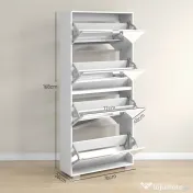 HOMCOM Dulap pentru Depozitarea Încălțămintei cu Uși, Oglindă și 3 Sertare Rabatabile, 76x26x168 cm, Alb | Aosom Romania 