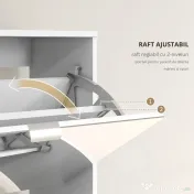 HOMCOM Dulap pentru Depozitarea Încălțămintei cu Uși, Oglindă și 3 Sertare Rabatabile, 76x26x168 cm, Alb | Aosom Romania 