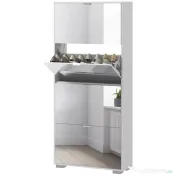 HOMCOM Dulap pentru Depozitarea Încălțămintei cu Uși, Oglindă și 3 Sertare Rabatabile, 76x26x168 cm, Alb | Aosom Romania 
