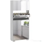 HOMCOM Dulap pentru Depozitarea Încălțămintei cu Uși, Oglindă și 4 Sertare Rabatabile, 76x26x168 cm, Alb