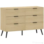 HOMCOM Comodă cu 6 Sertare, Unitate de Depozitare pentru Dormitor, Living, 110x40x75 cm, Lemn Natural | Aosom Romania 